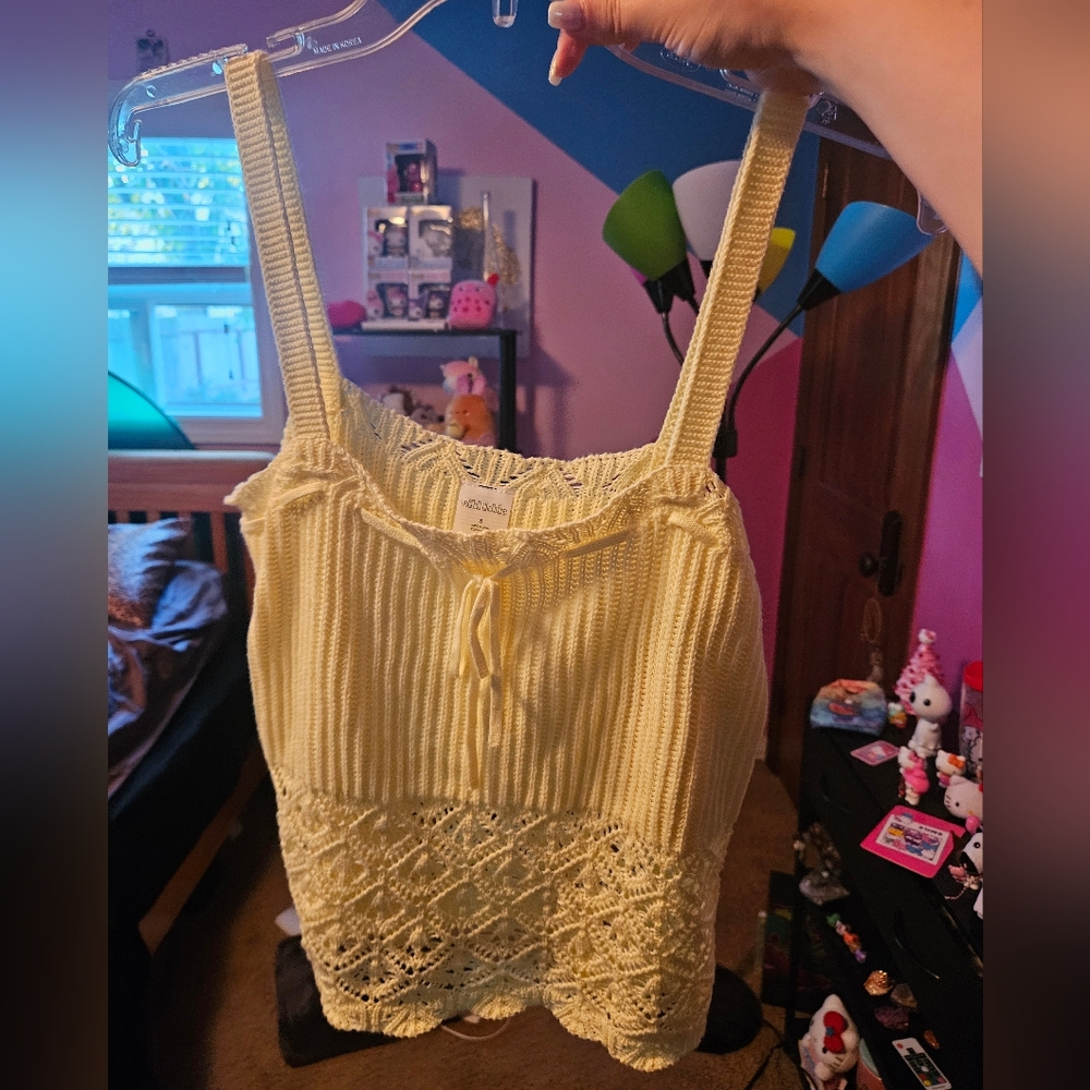 Brand New Young Adult Wild Fable Butter Yellow Crochet Tank Top